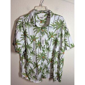 NWT Tunevuse Tropical Button Down Shirt Casual Vacation Palm Tree Men's Size XL